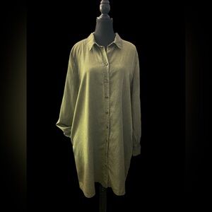 Easel Olive Green Button-Up Shirt Dress L EUC